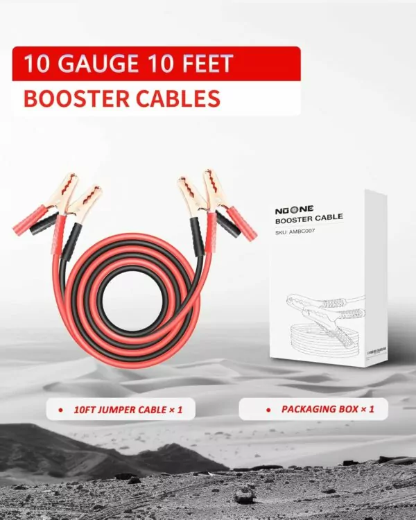 NOONE Heavy Duty Jumper Cables (10-Feet, 10-Gauge) - Image 7