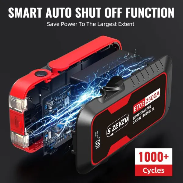 ET03 2500A Car Jump Starter for Gas/Diesel Engines up to 8.0L/7.0L - Image 8