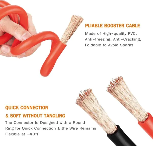 2 Gauge 20ft Jumper Cables with Reverse Polarity Protection - Image 5