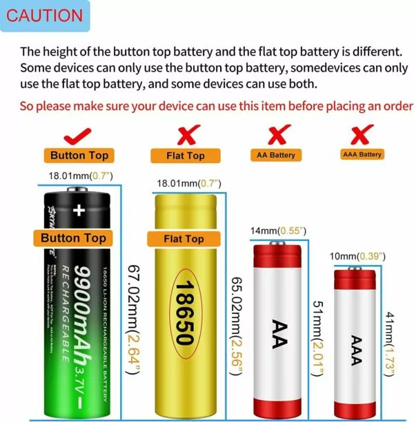 Skywolfeye 4-Pack 9900mAh 18650 Rechargeable Batteries with Charger - Image 2