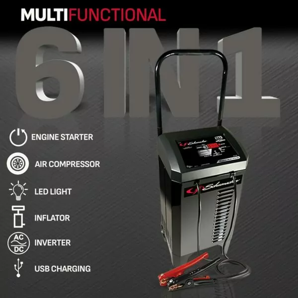 Schumacher Automatic Wheeled Battery Charger & Starter, 200A, 6V/12V - Image 2