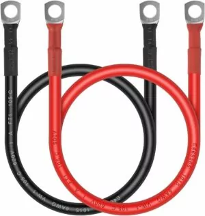 Battery Cables - iGreely 6 Gauge Battery Power Inverter Cables with 5/16'' Lugs for Solar Panle Automotive Motorcycle RV & Marine Made with Tinned Copper 1 Black & 1 Red 6AWG 2ft/60cm