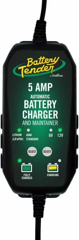 Battery Tender 5 AMP 12V Battery Charger and Maintainer - Automotive Smart Fully Automatic Battery Charger for Cars SUVs and Trucks -Lead Acid & Lithium Battery Charger - 022-0186G-DL-WH