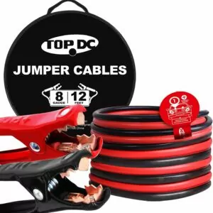 TOPDC 8 Gauge 12 Feet Jumper Cables for Car Battery, Heavy Duty Automotive Booster Cables for Jump Starting Dead or Weak Batteries with Carry Bag(TD-P0812)