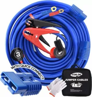 TOPDC Quick Connect Plug Jumper Cables,1 Gauge 30 Feet 800A Booster Cables with UL-Listed Clamps, Heavy Duty Automotive Booster Jumper Cables for Car, SUV and Trucks with Carry Bag(TD-S02P0130)