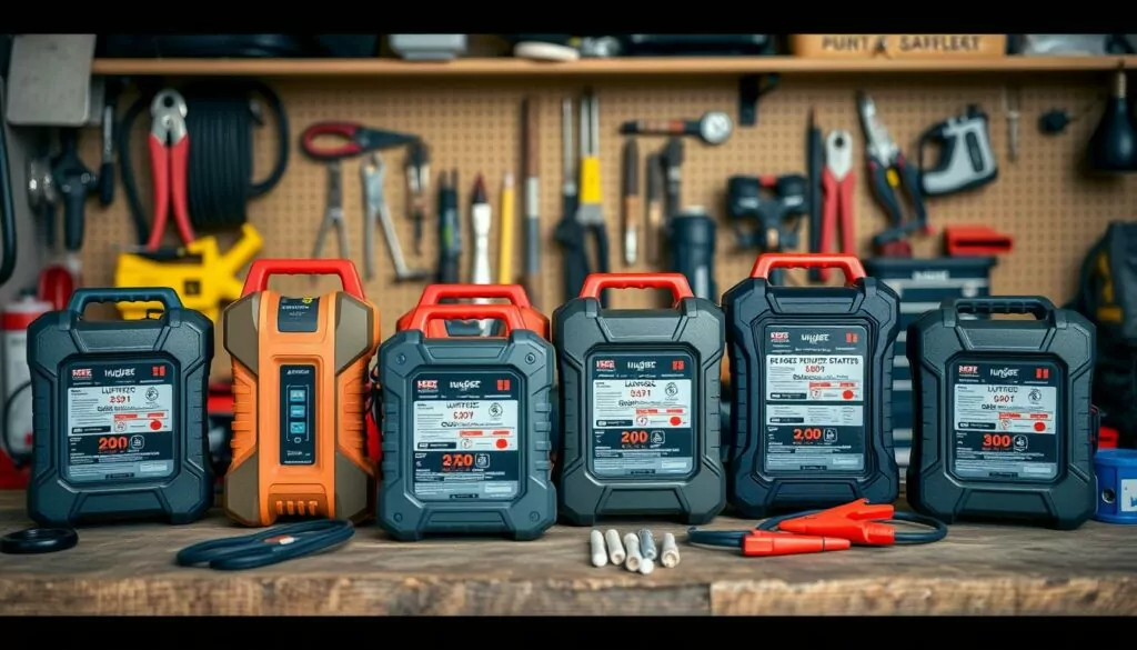 Certified jump starter in use during vehicle jump start procedure