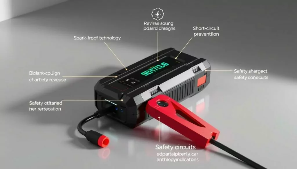 Jump starter with reverse polarity protection in action