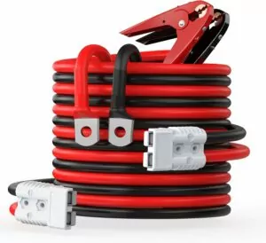 NOONE Heavy Duty Jumper Cables for Diesel Trucks - 1 Gauge 25 Feet extra long Booster Battery Cables with Permanent Installation kit and Quick Connect Plug for Car, SUV