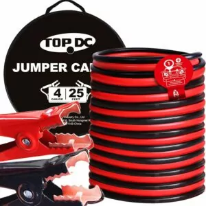 TOPDC 4 Gauge 25 Feet Jumper Cables for Car, SUV and Trucks Battery, Heavy Duty Automotive Booster Cables for Jump Starting Dead or Weak Batteries with Carry Bag(TD-P0425)