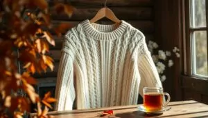 white cable knit jumper