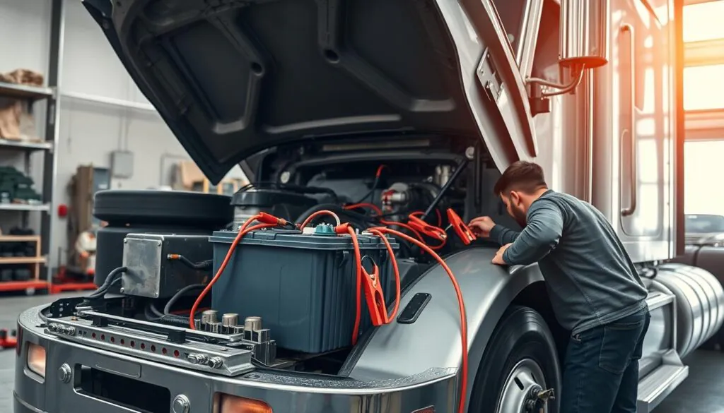Semi-truck battery jump-start final steps
