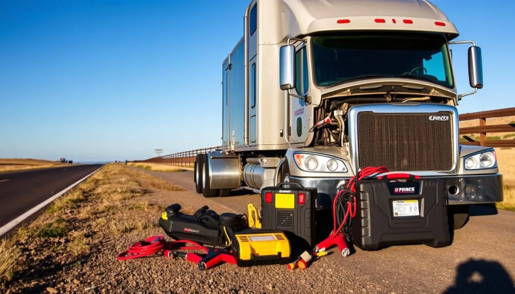 Semi-truck emergency power supplies preparation