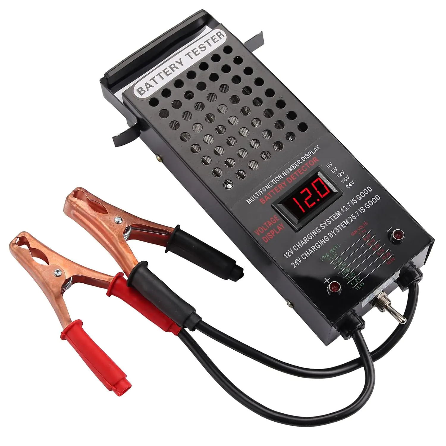 AUTTGINN 6/8/12/16/24V Battery Load Tester Automotive Car Battery Tester,Battery Charging System Tester and Voltmeter Tester with LCD Display for Cars,Golf,Motorcycles
